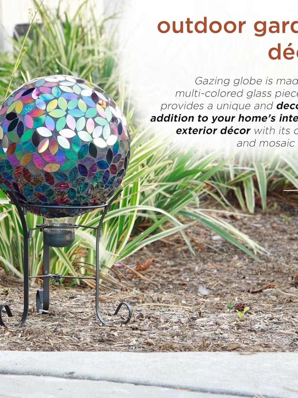 Alpine Corporation 10" Purple Mosaic Glass Gazing Globe – New in Box Garden Yard - Picture 8 of 10